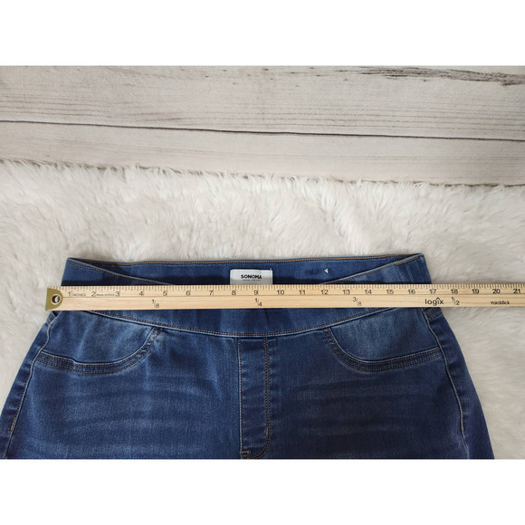 Sonoma Womens Jeans Jeggings Straight Leg High Rise Whisker Stretch Blue 34 - Picture 5 of 7